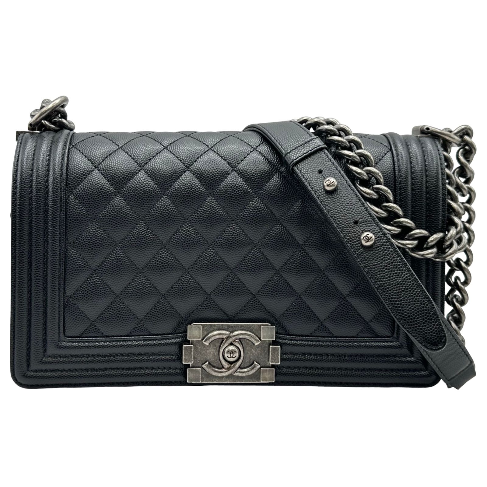 シャネル CHANEL ボーイシャネル25 GA67086 ブラック シルバー金具 キャビアスキン レディース ショルダーバッグ