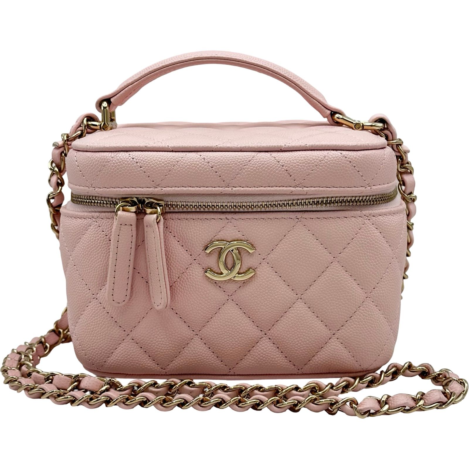 シャネル CHANEL マトラッセ スモールバニティ AS3171 ライトピンク キャビアスキン レディース ショルダーバッグ