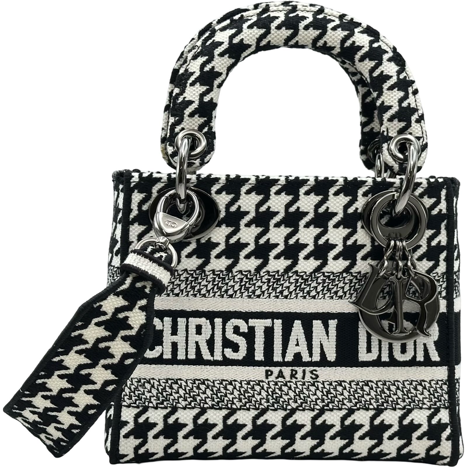 クリスチャン・ディオール Christian Dior レディディライト ミニ ホワイト/ブラック キャンバス レディース ショルダーバッグ