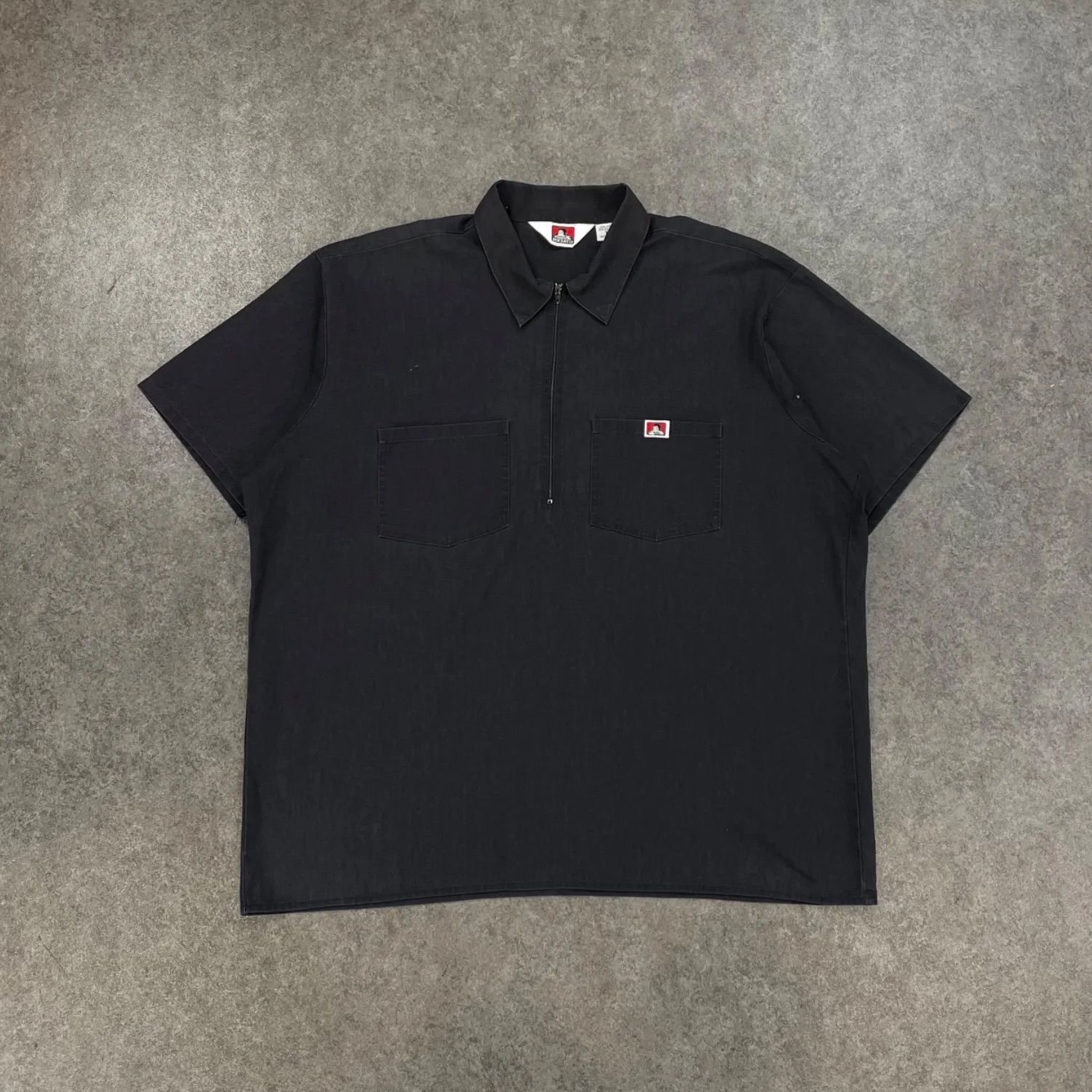 90s USA製 BENDAVIS ワークシャツ ハーフジップ 半袖 ブラック USA製 90s BEN DAVIS ベンデイビス ハーフジップシャツ ワークシャツ