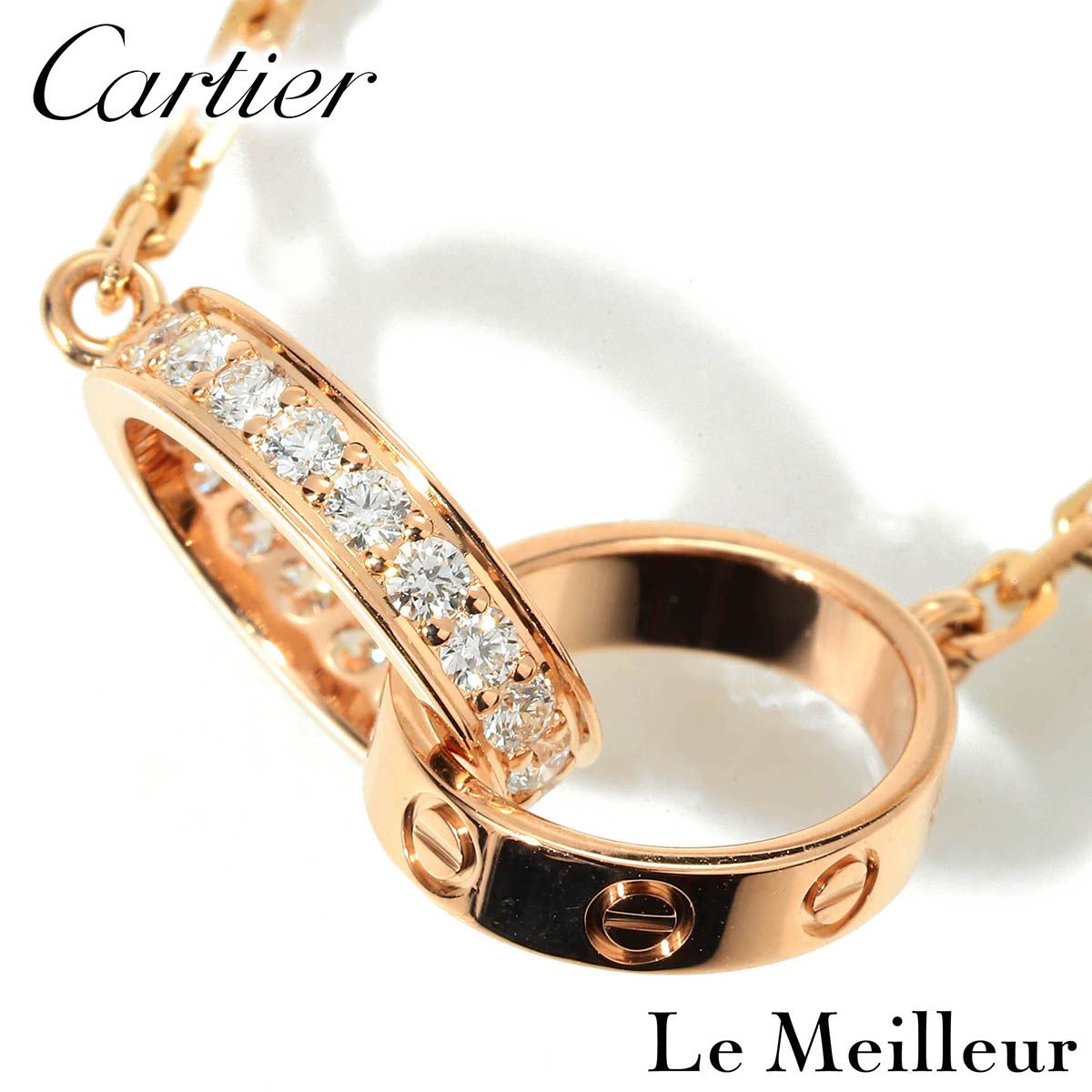 【新品仕上済】 Cartier ラブ ダイヤモンド ピンクゴールド K18PG ネックレス 44.0cm レディース 返品OK