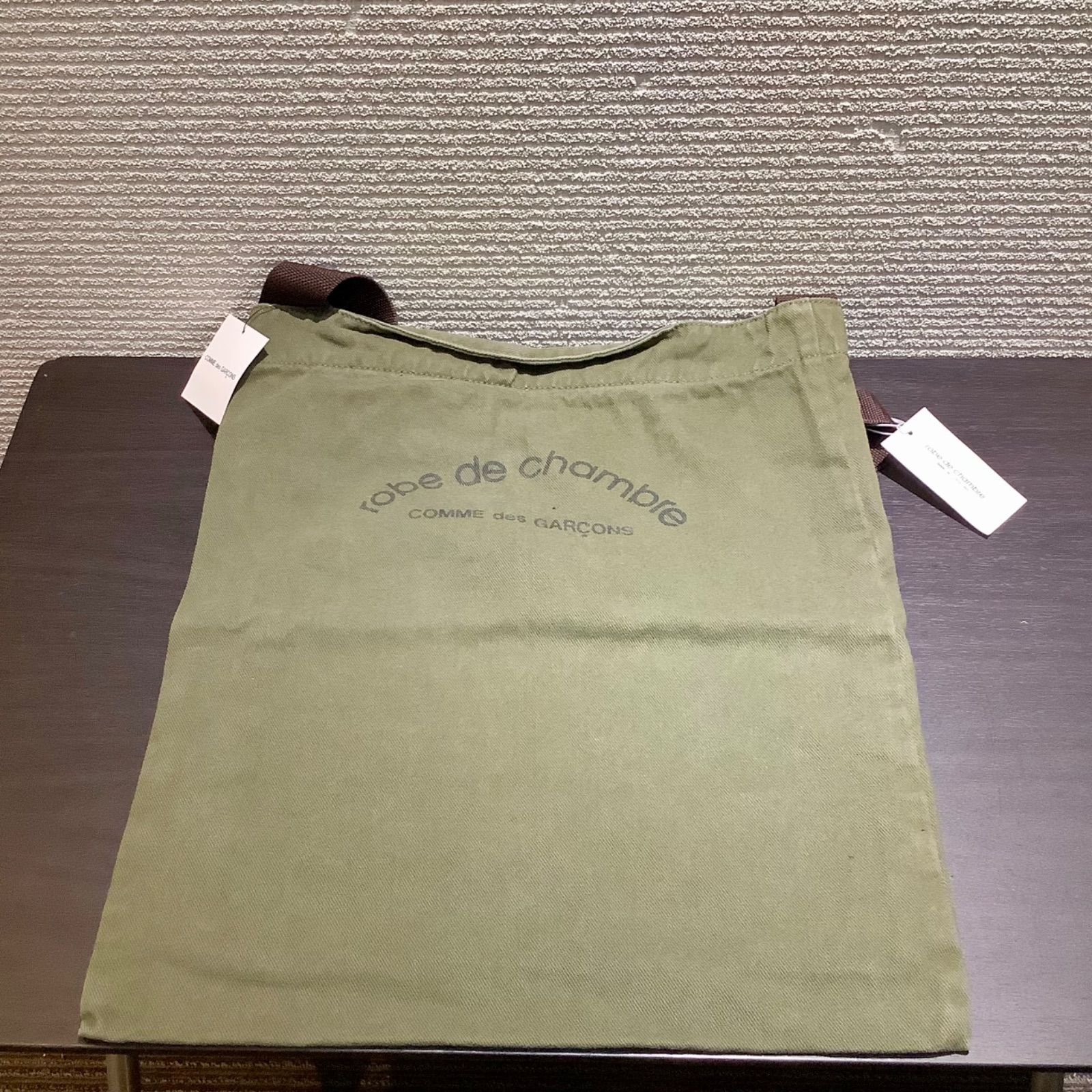 ローブドシャンブル コムデギャルソン robe de chambre COMME des GARCONS キャンバス ショルダーバッグ トートバッグ カーキ 茶 H608/T15