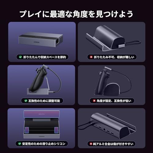 UGREEN Steam Deck/Switch/Rog Ally/Legion Go用ドック 6-in-1 USB-Cハブ 4K@120Hz HDMI 2.1、100W PD充電、USB-A & USB C 3.0、1000Mbpsイーサネ 25a0be26 UGREEN Steam Deck/Switch/Rog Ally/Legion Go用ドック 6-in-1 USB-Cハブ 4K@120Hz HDMI 2.1、100W PD充電、USB-A & USB C 3.0、1000Mbpsイーサネ 25a0be26
