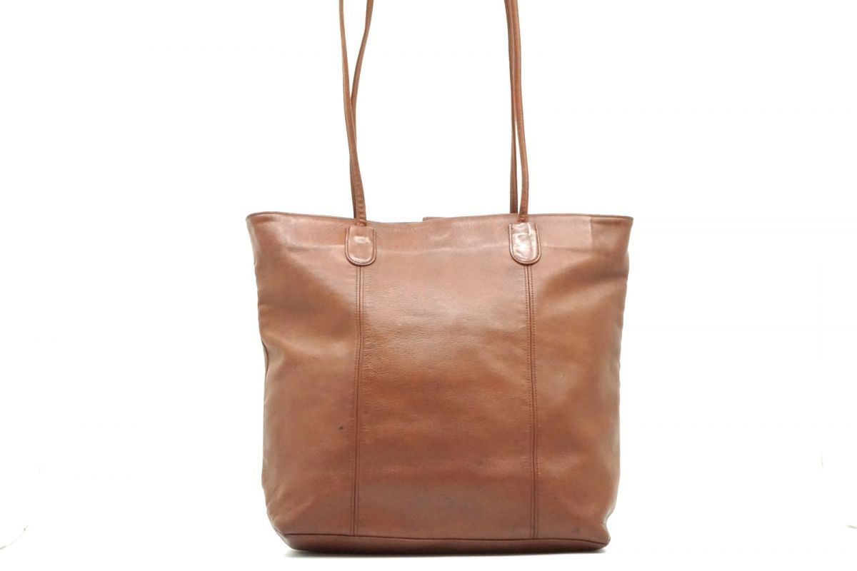 オールド コーチ ヴィンテージ ショルダー バッグ トート 4066 USA製 大容量 A4収納可 Unisex レザー 茶 ブラウン COACH 6885h