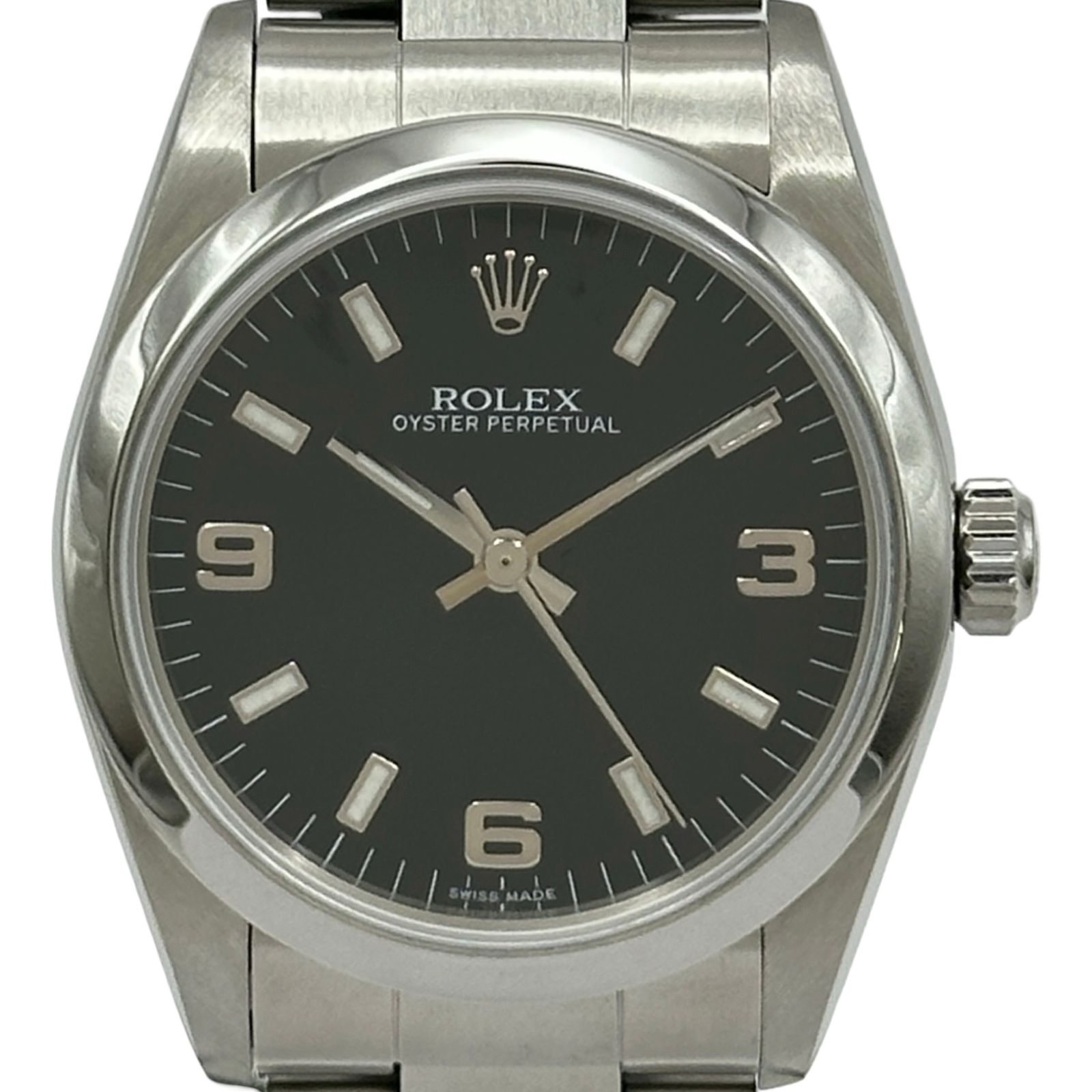 ロレックス ROLEX オイスターパーペチュアル 77080 ブラック ステンレススチール 自動巻き レディース 腕時計
