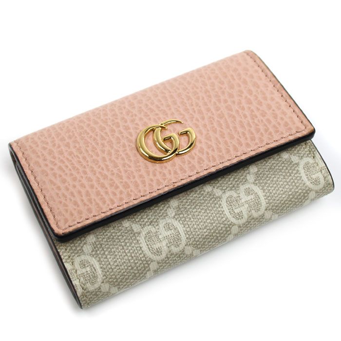 GUCCI グッチ ダブルG バイカラー キーケース ダスティピンク 456118