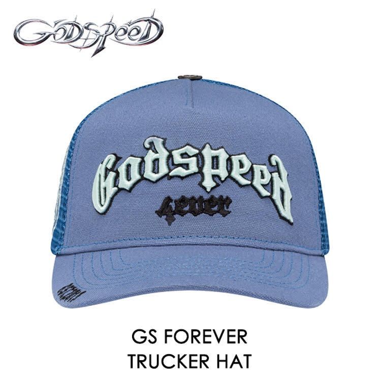 【 本国現地価格 】【3点ピン付き】GODSPEED GS FOREVER TRUCKER HAT 【トリプルブルー】【メッシュキャップ】【トラッカーキャップ】