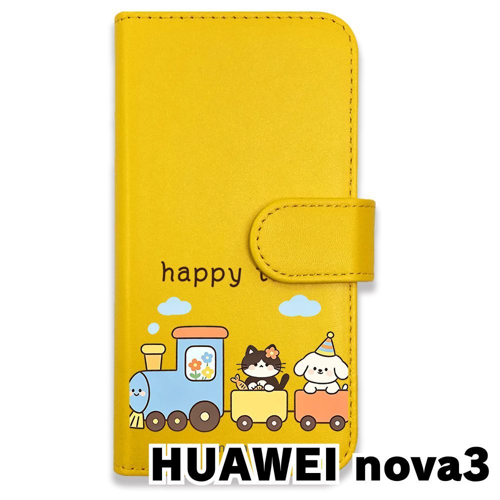 新品未使用】 HUAWEI nova3 手帳型スマホ ケース (色：イエロー