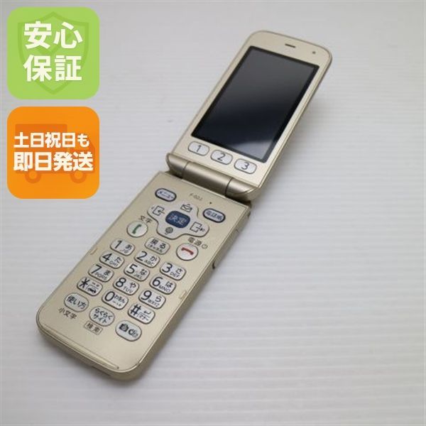 美品 F-02J らくらくホン ゴールド 即日発送 ガラケー DoCoMo 富士通 本体 白ロム 土日祝発送OK 03000