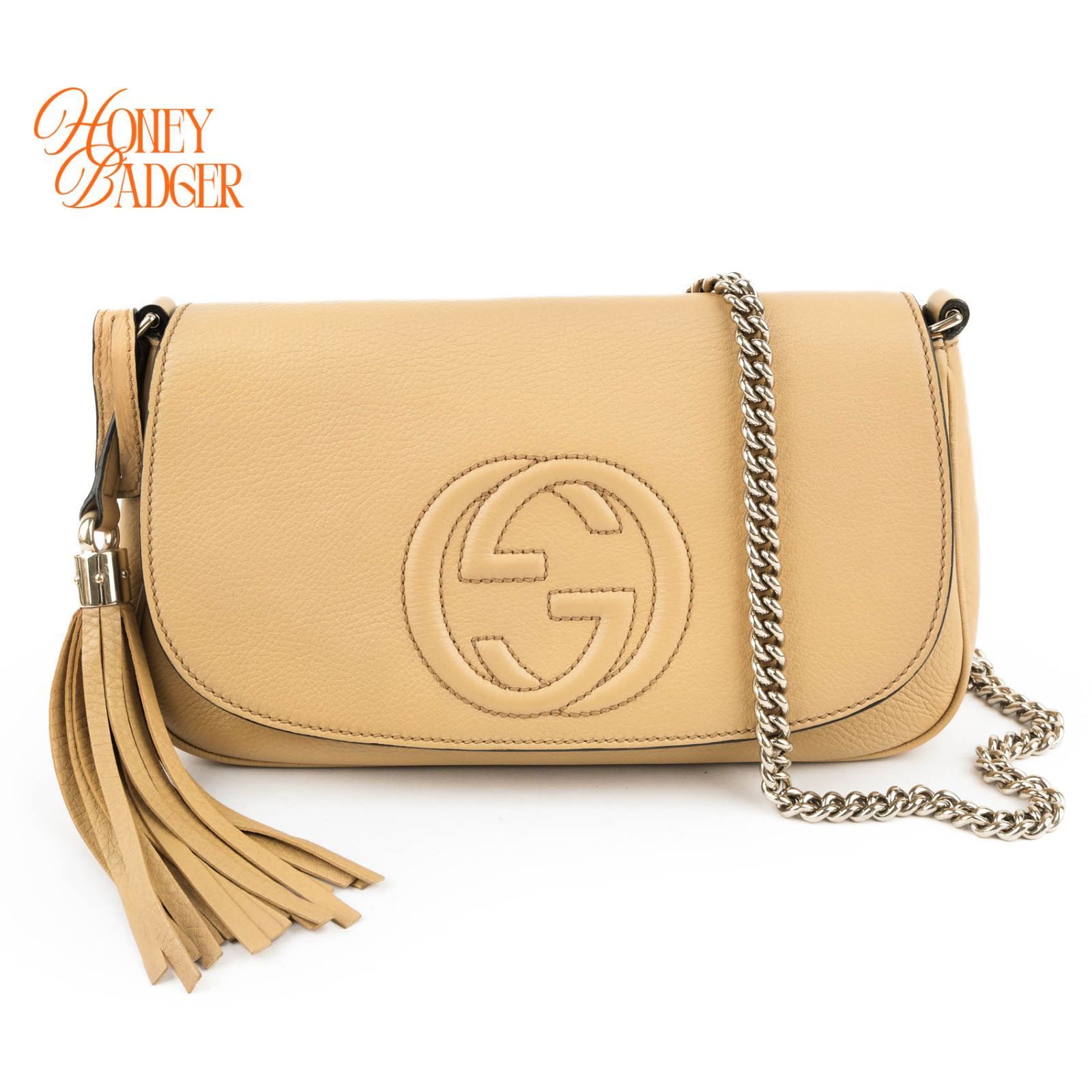 【極美品】グッチ GUCCI ソーホー レザー チェーン ショルダーバッグ ベージュ