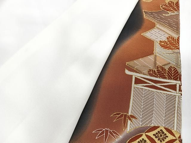 平和屋着物□豪華黒留袖 駒刺繍 風景松文 暈し染め 金彩 正絹 逸品
