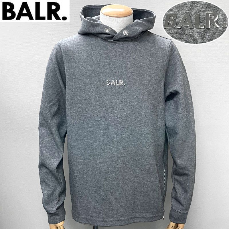 【中古】BALR. ボーラー Q-SERIES STRAIGHT CLASSIC HOODIE フーディー スウェットパーカー サイドジップ グレー サイズM メンズ