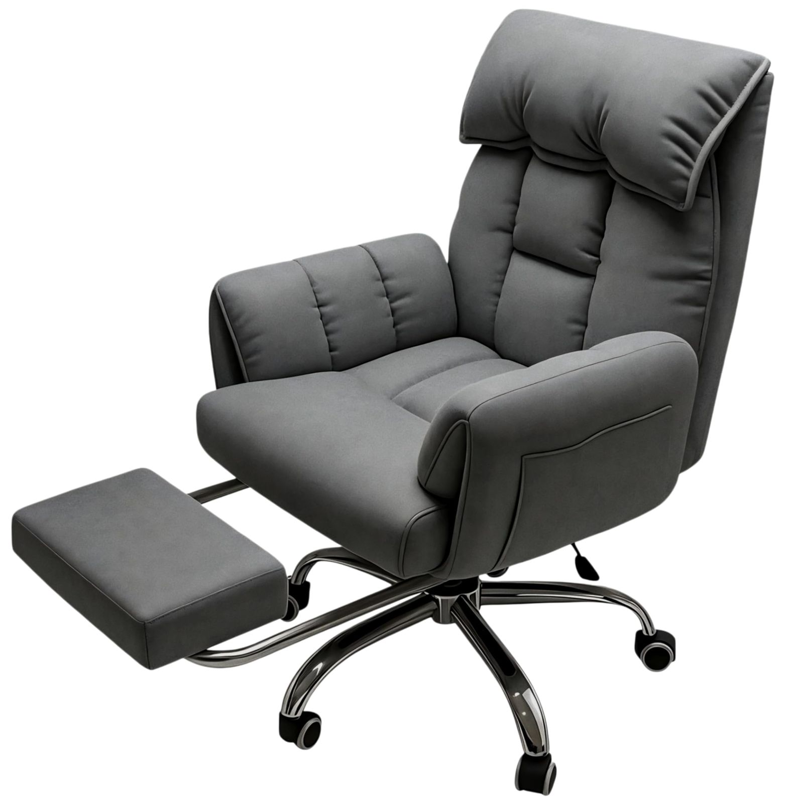 ☆新品☆リクライニングチェア オフィスチェア デスクチェア 360度回転 高さ95-105cm昇降式 背もたれ5段階調整可能 オットマン付き 静音自在キャスター ロッキング機能 一人掛け リラックスチェア ハイバック 学習・仕事・仮眠用 (56*56.5*95