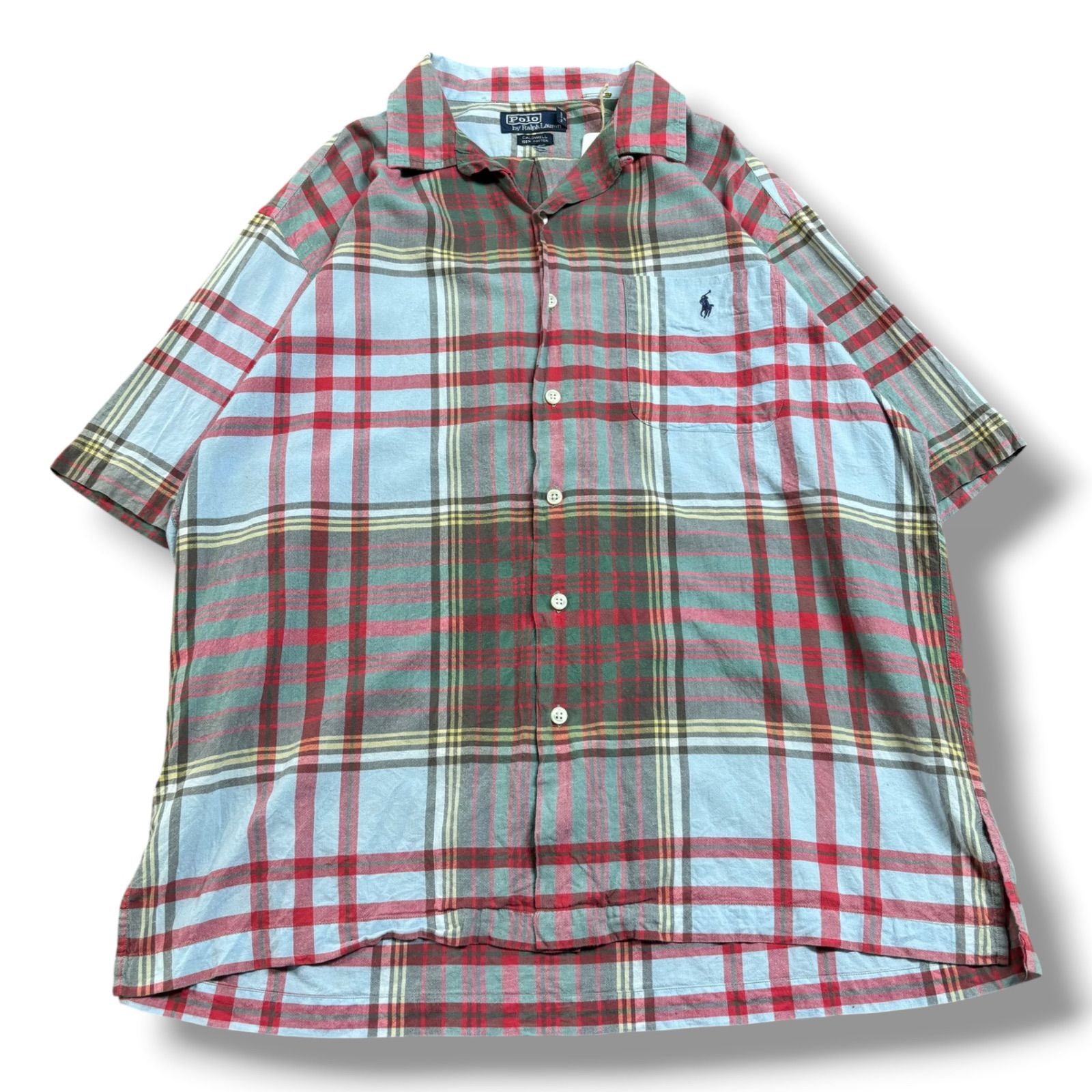 【Polo by Ralph Lauren】90s 'Caldwell' Plaid Madras Shirt Open Collar L