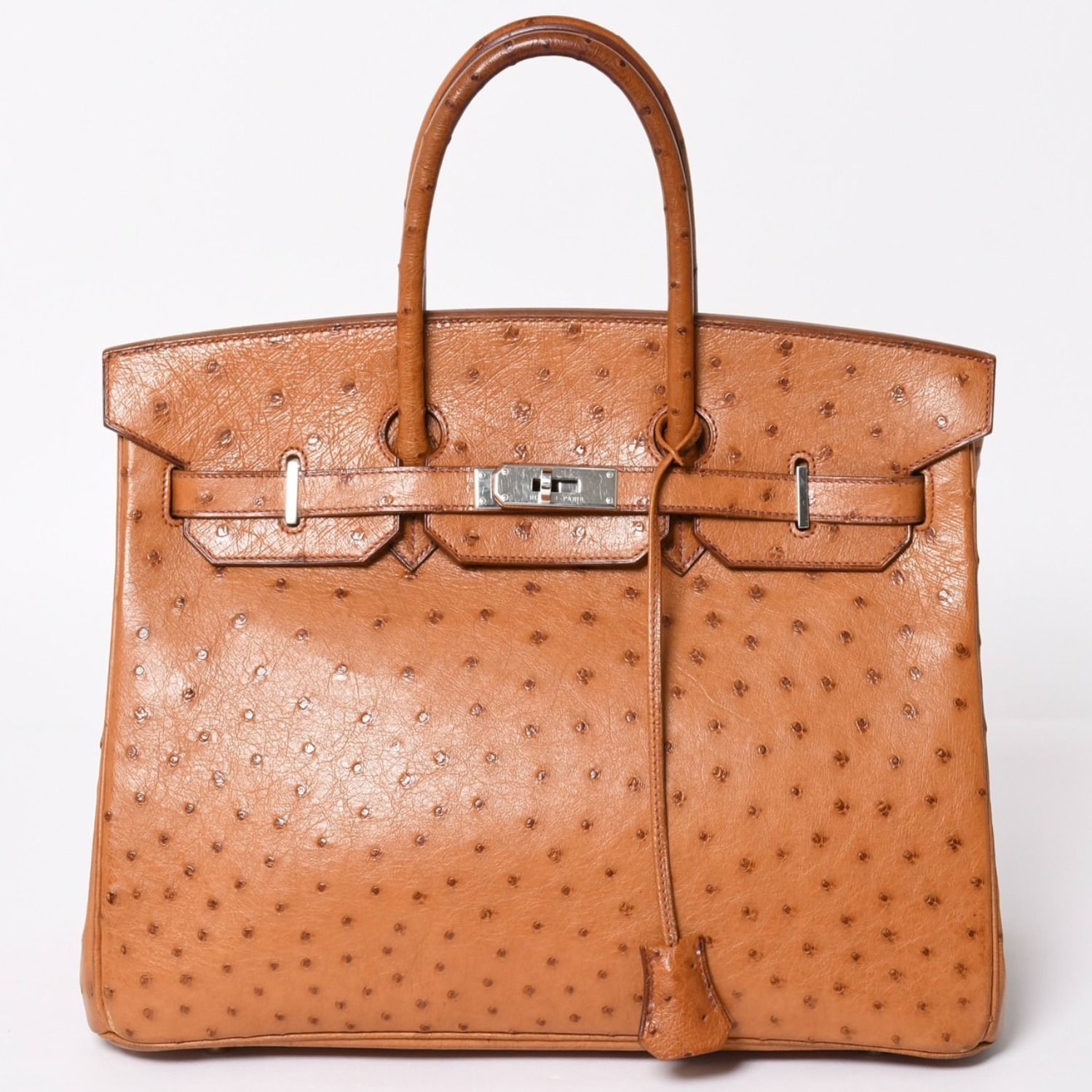 極美品 HERMES エルメス BIRKIN バーキン35 チェスナッツ オーストリッチ シルバー金具 ハンドバッグ □H刻印 中古 4a004241