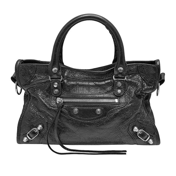 BALENCIAGA バレンシアガ ル シティ スモール ハンドバッグ 811442 ブラック アリーナラムスキン シルバー金具 メンズ レディース