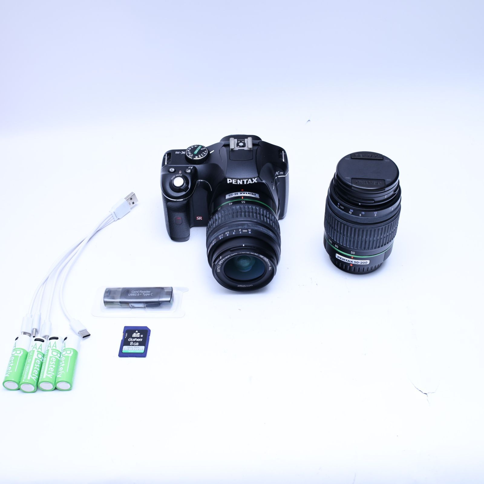 スマホ転送可 PENTAX デジタルカメラ K-m SDカード他 一眼レフデジタルカメラSDカード等付 動作確認済み