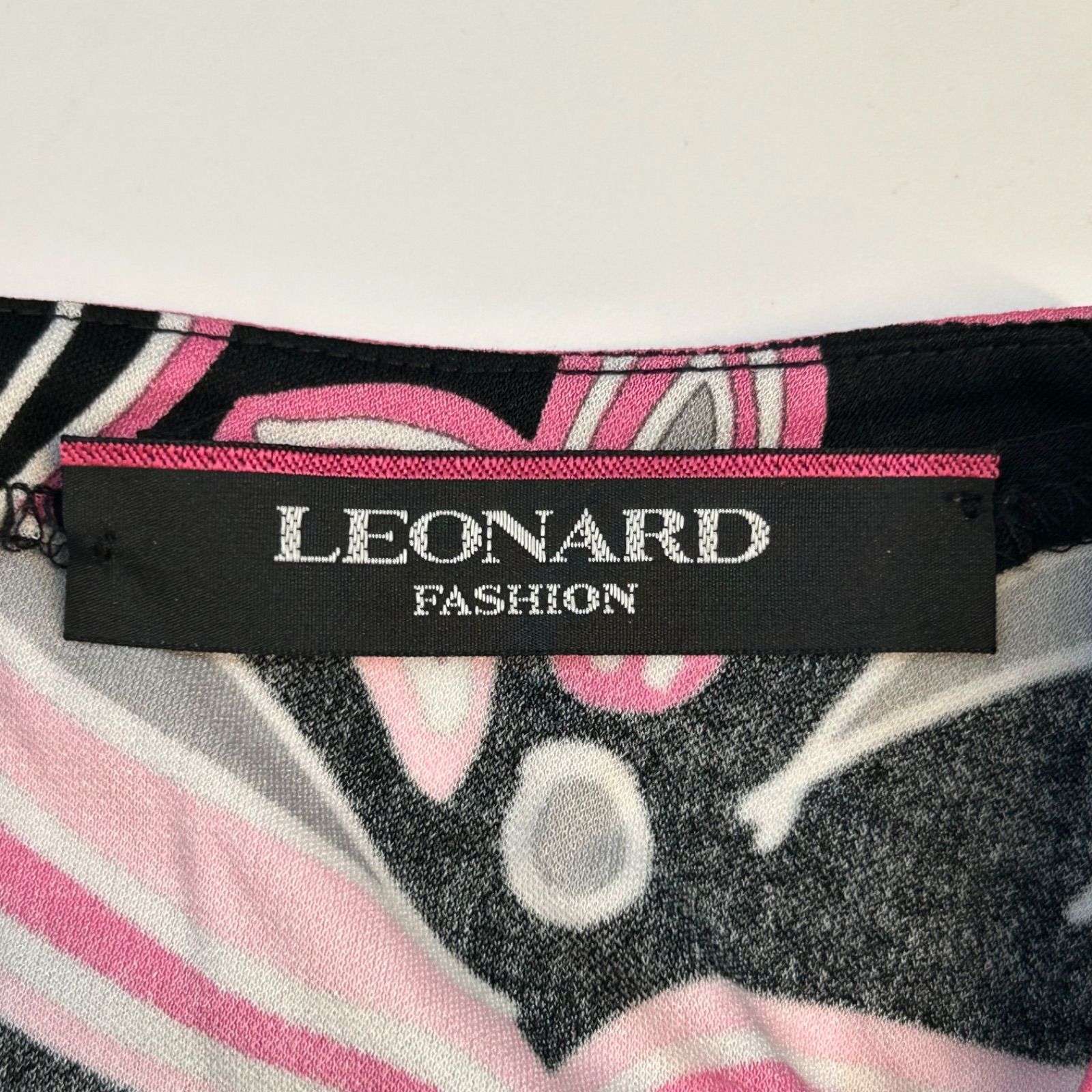 LEONARD レオナール ワンピース ドレス ベルト付 ストレッチ