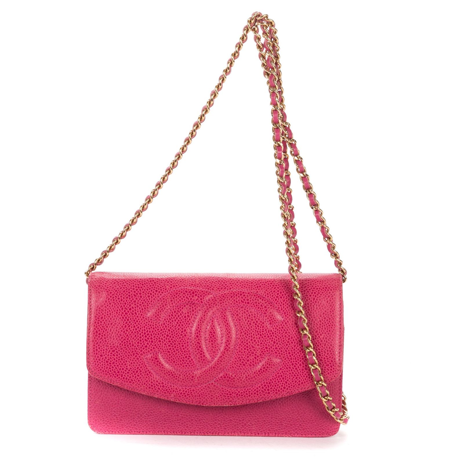 中古] CHANEL シャネルタイムレスチェーンウォレットフューシャ