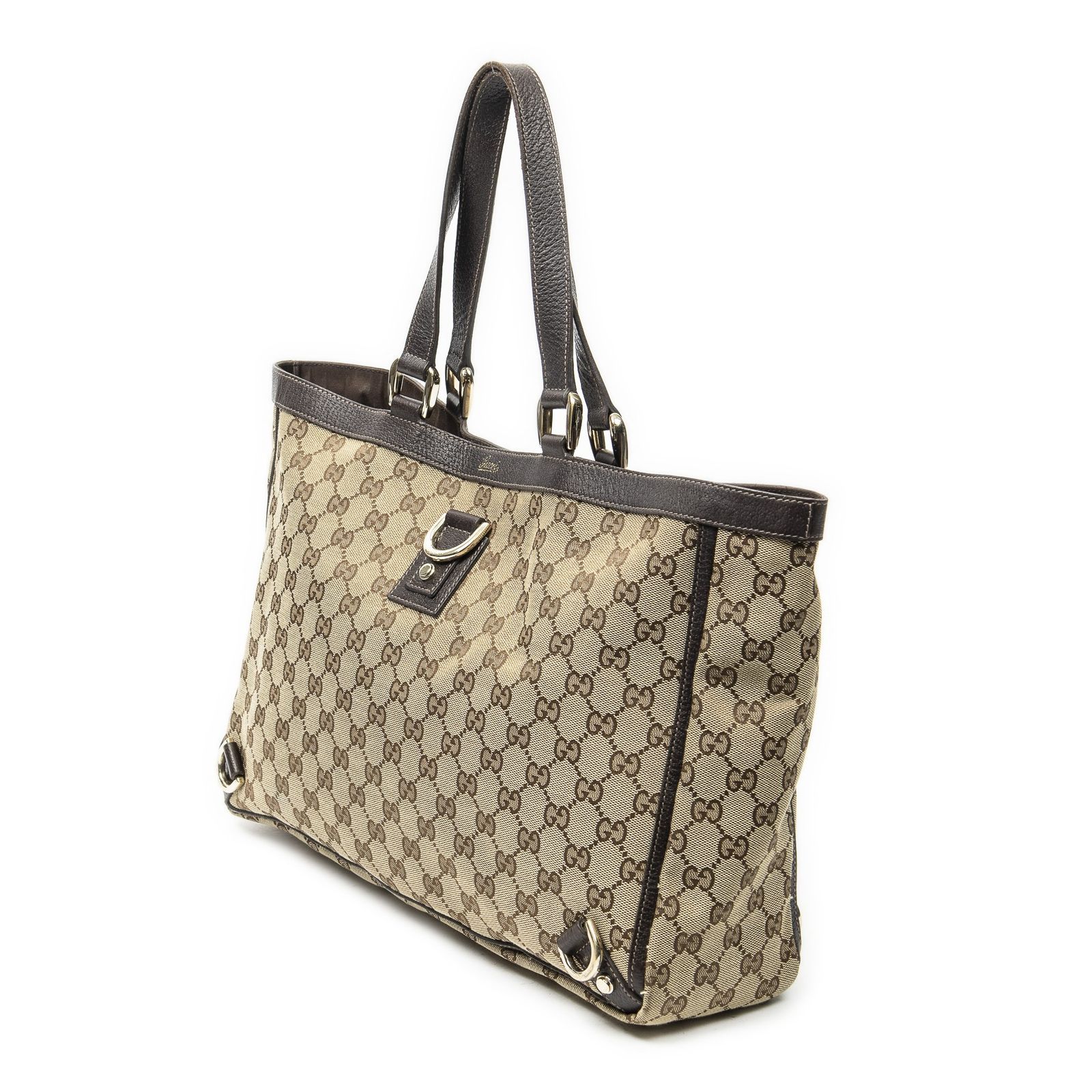 中古] GUCCI グッチラージ アビー D リング トートベージュGG