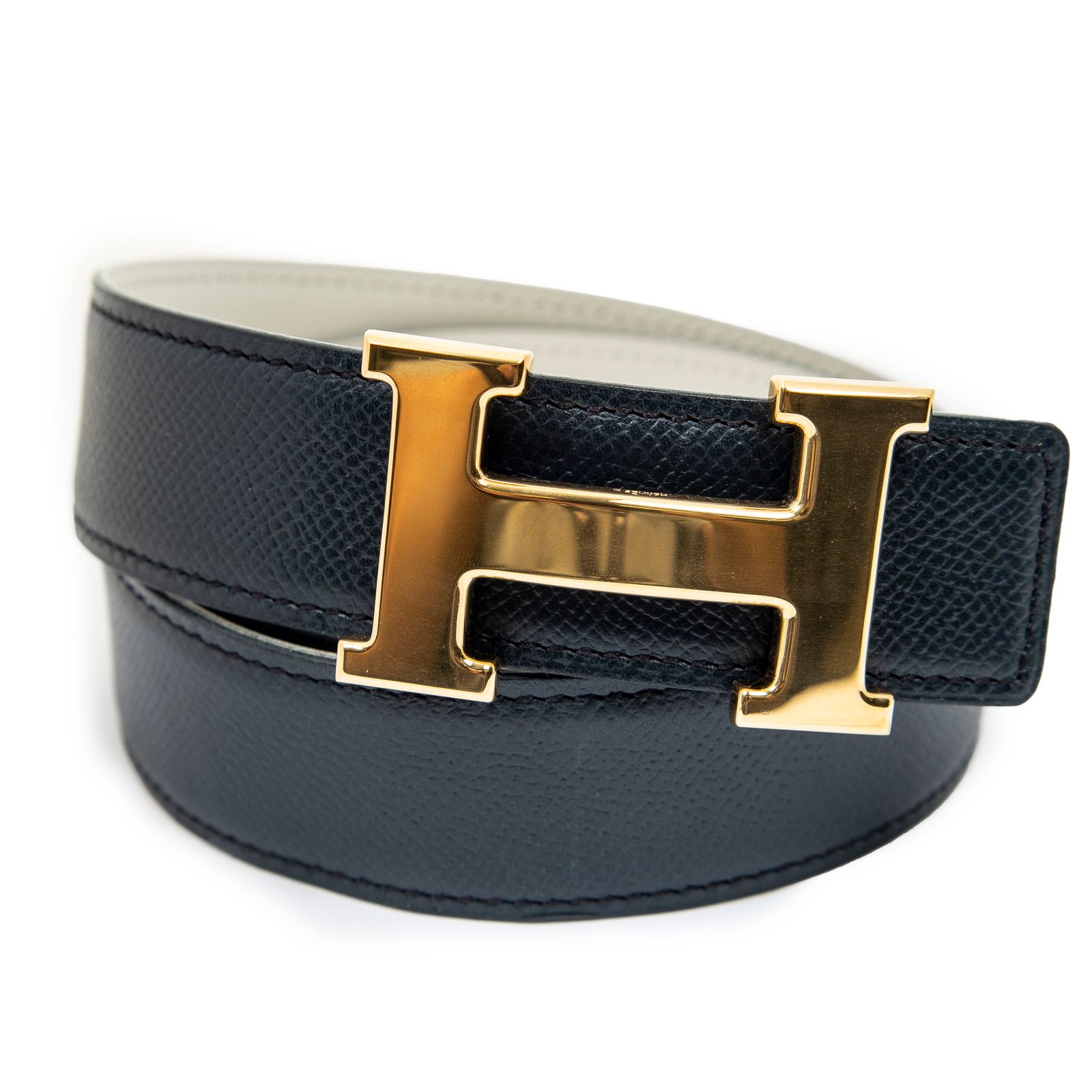 [中古] HERMES エルメスコンスタンスベルト Hベルト 32mmネイビー/アイボリークールシュベルレザーA