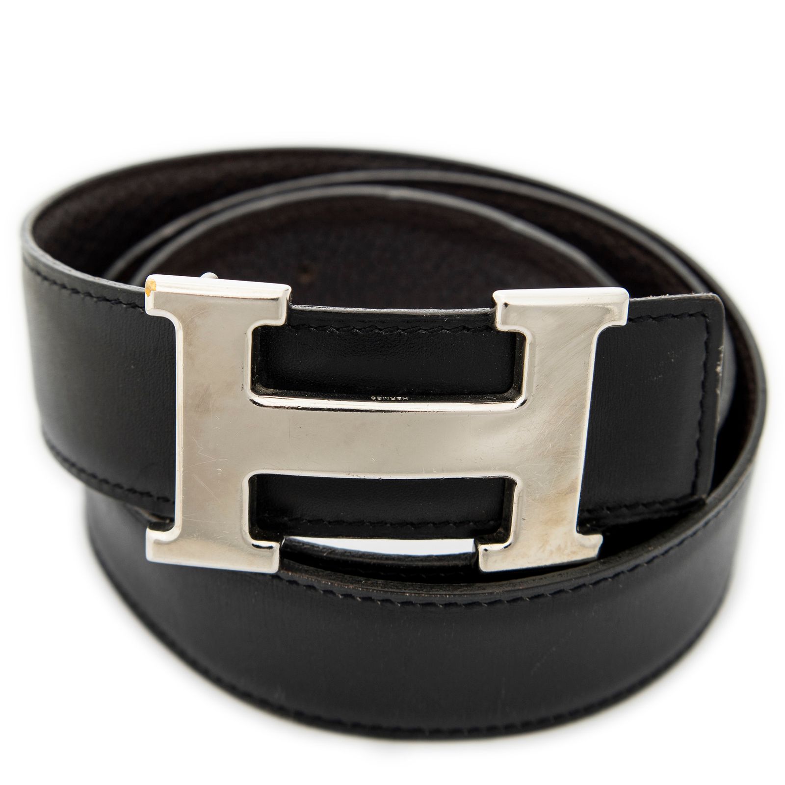 [中古] HERMES エルメスコンスタンスベルト Hベルト 32mmブラック/ブラウンボックスレザーAB