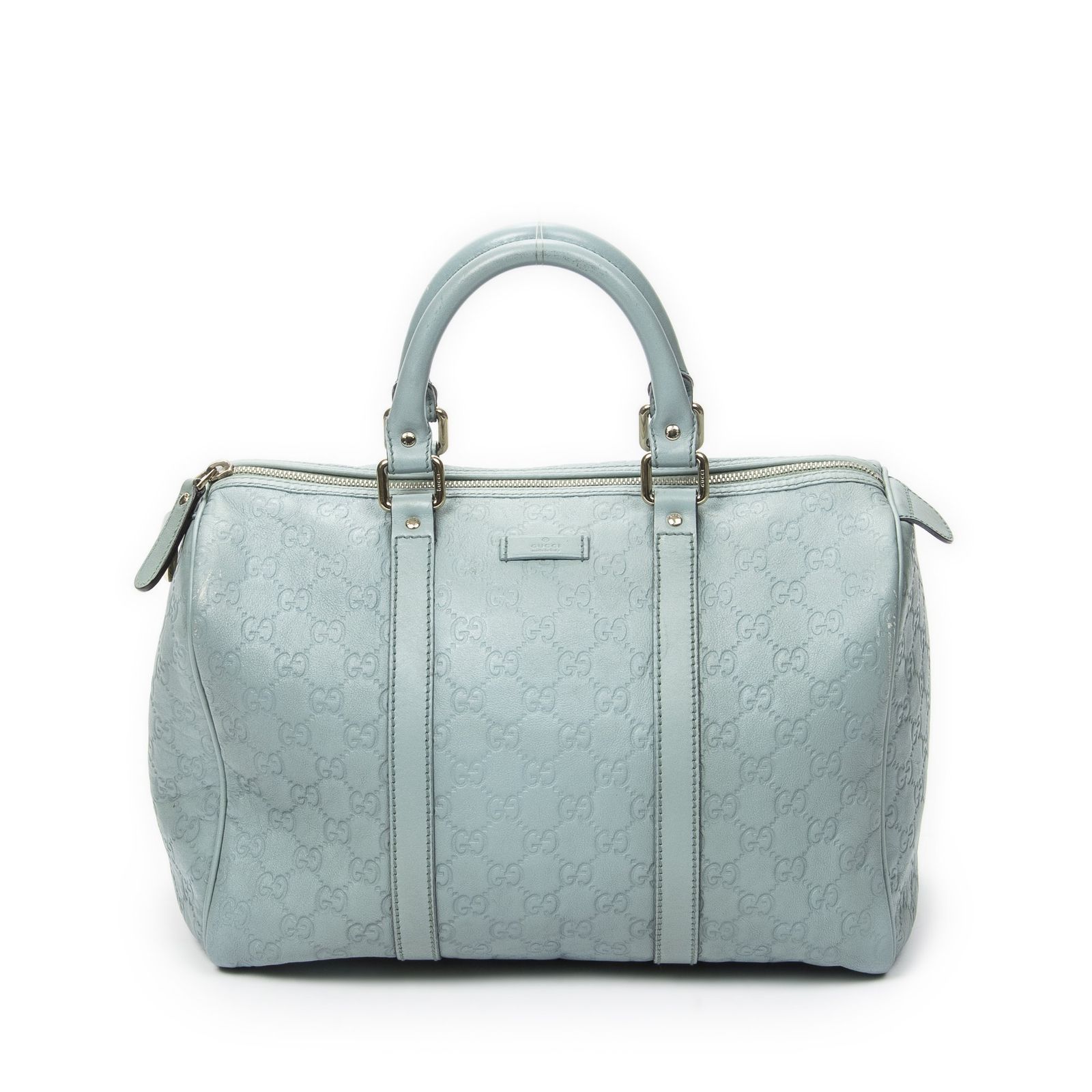 [中古] GUCCI グッチミディアムボストン水色グッチッシマA