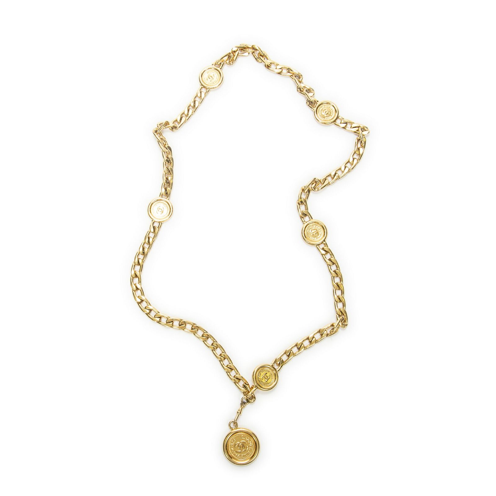 [中古] CHANEL シャネルココマーク メダリオン チェーンベルト金金メッキA