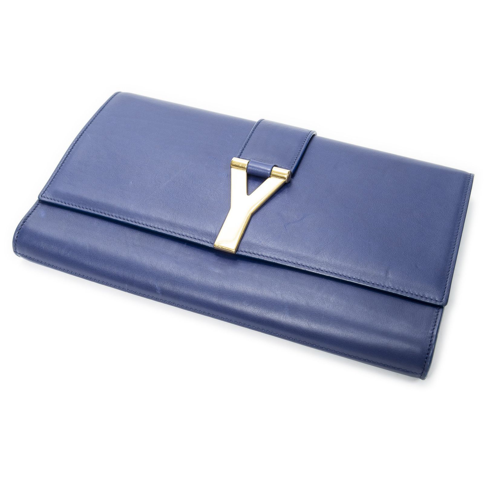 [中古] YVES SAINT LAURENT イヴサンローランラインYクラッチロイヤルブルーカーフスキンレザーA 45,540円