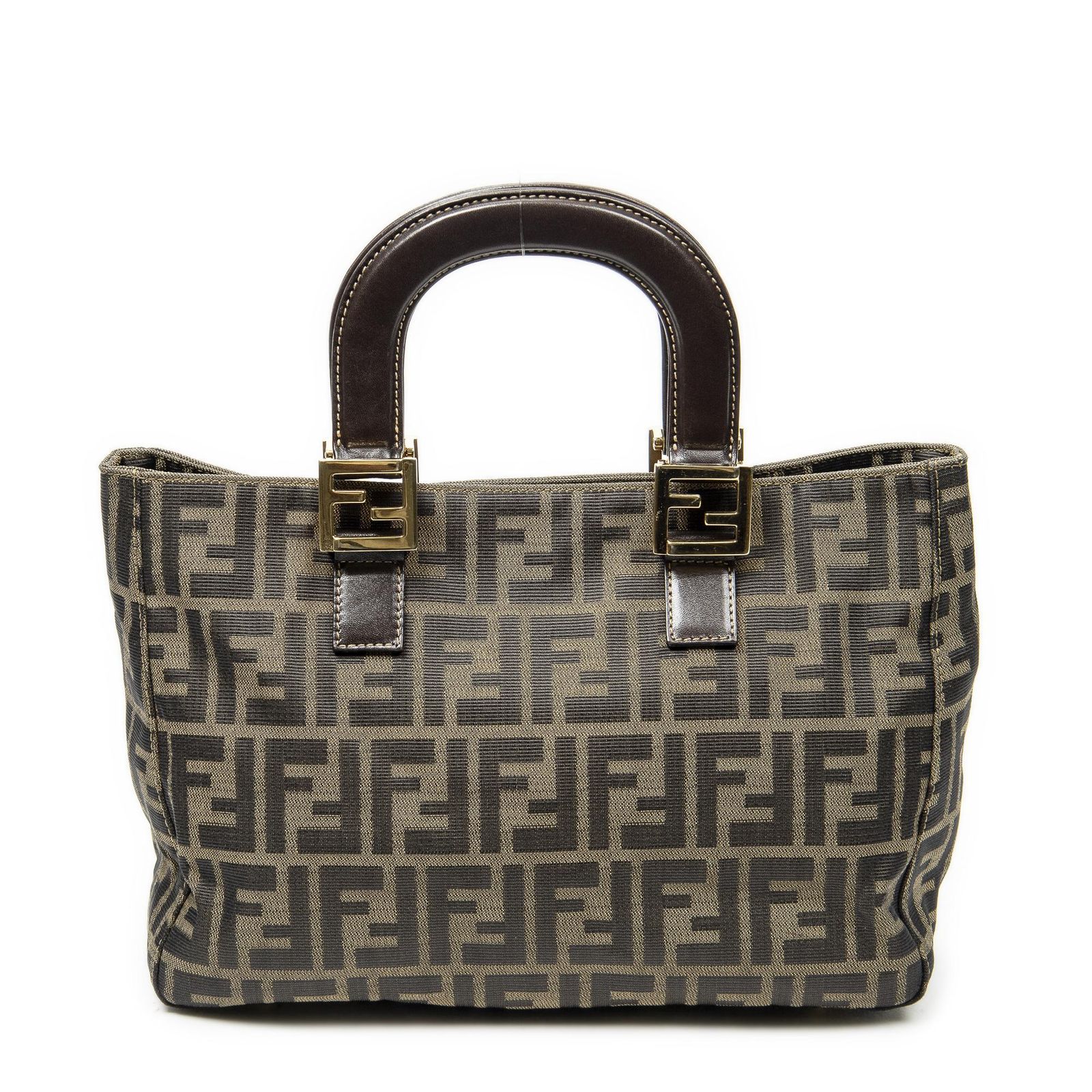 [中古] FENDI フェンディスモールポップトート茶色ズッカキャンバスA
