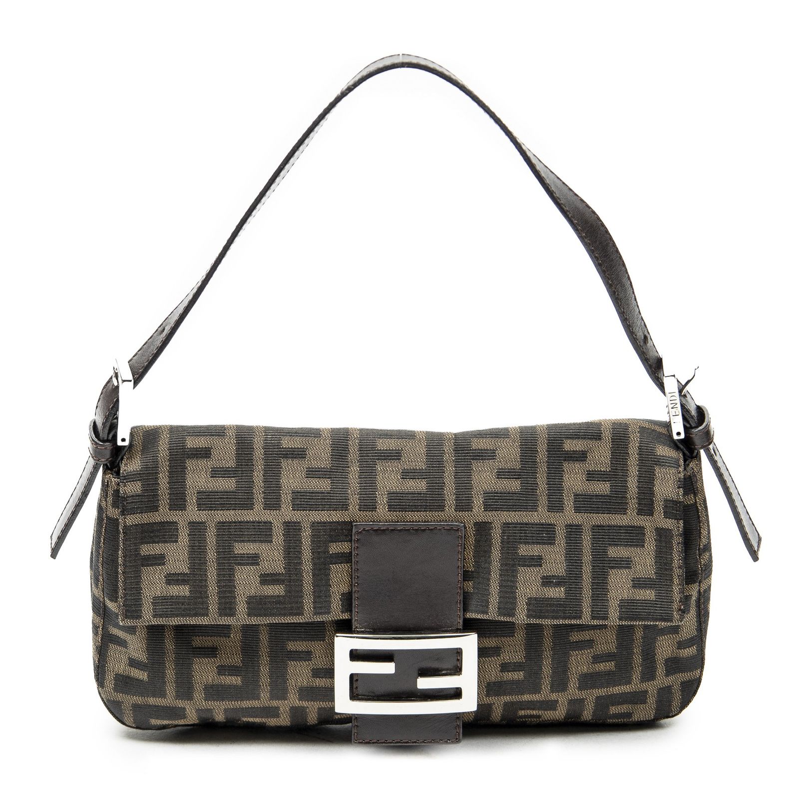 [中古] FENDI フェンディバゲット茶色ズッカキャンバスA