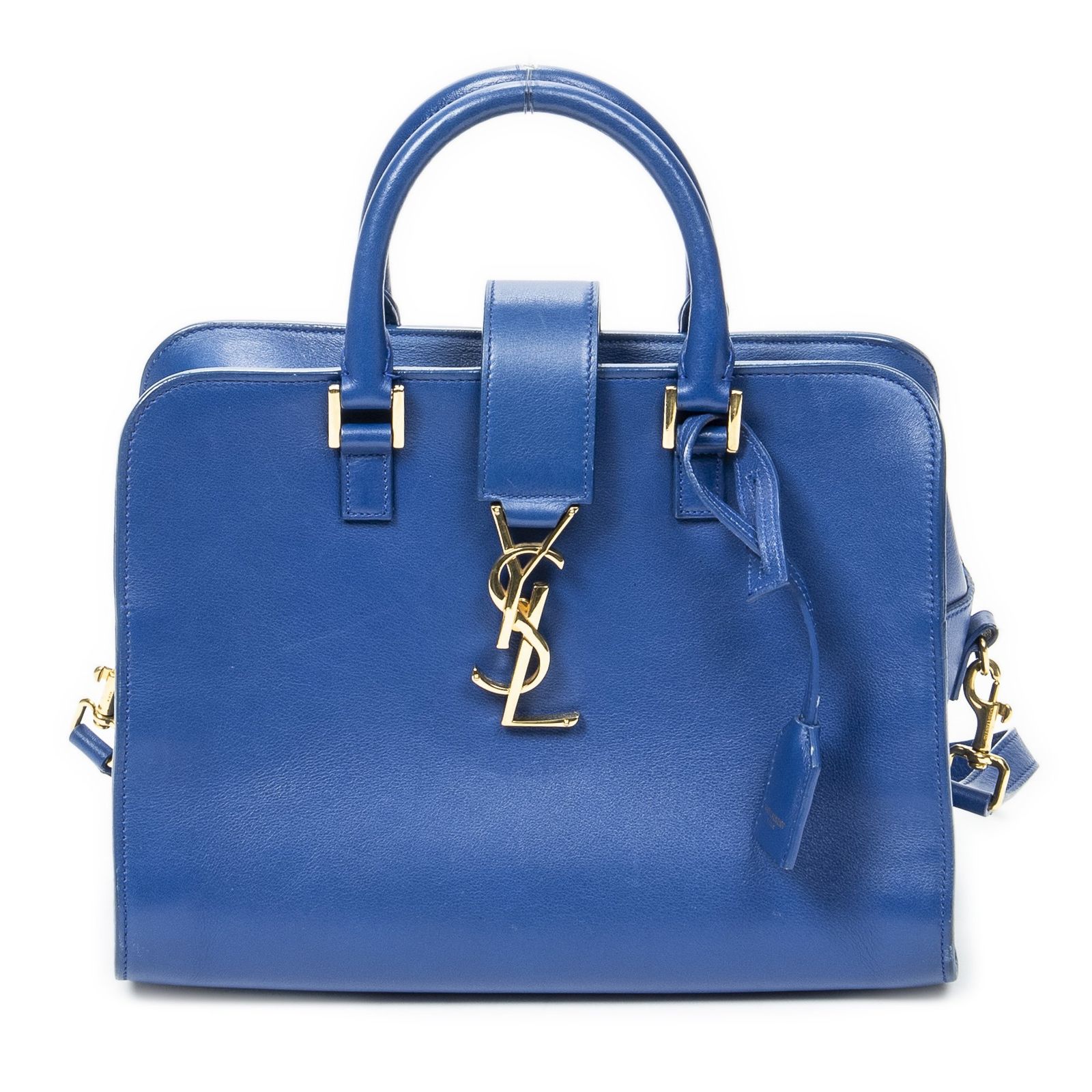 [中古] YVES SAINT LAURENT イヴサンローランモノグラム カバスロイヤルブルーカーフスキンレザーA