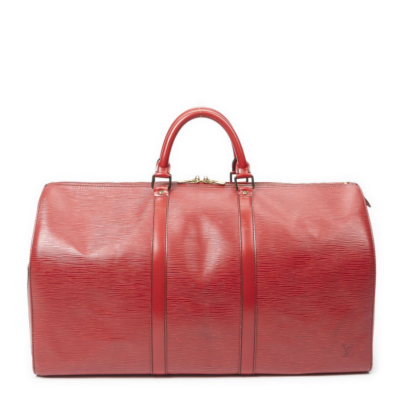 [中古] LOUIS VUITTON ルイヴィトンキーポル ブラックステッチ赤エピAB