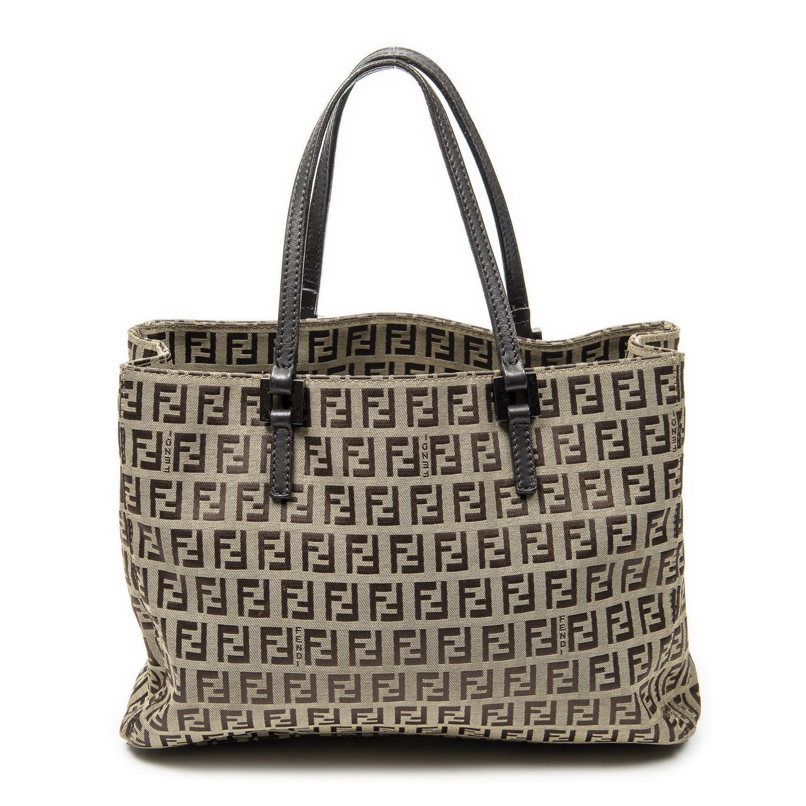 [中古] FENDI フェンディスモールジョイトートベージュズッキーノキャンバスAB