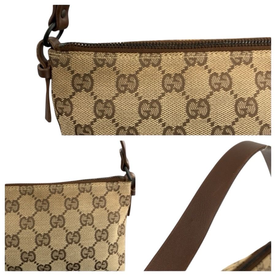 美品 GUCCI グッチ ベージュ ブラウン GGキャンバス/レザー 103399