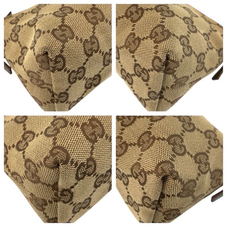 美品 GUCCI グッチ ベージュ ブラウン GGキャンバス/レザー 103399