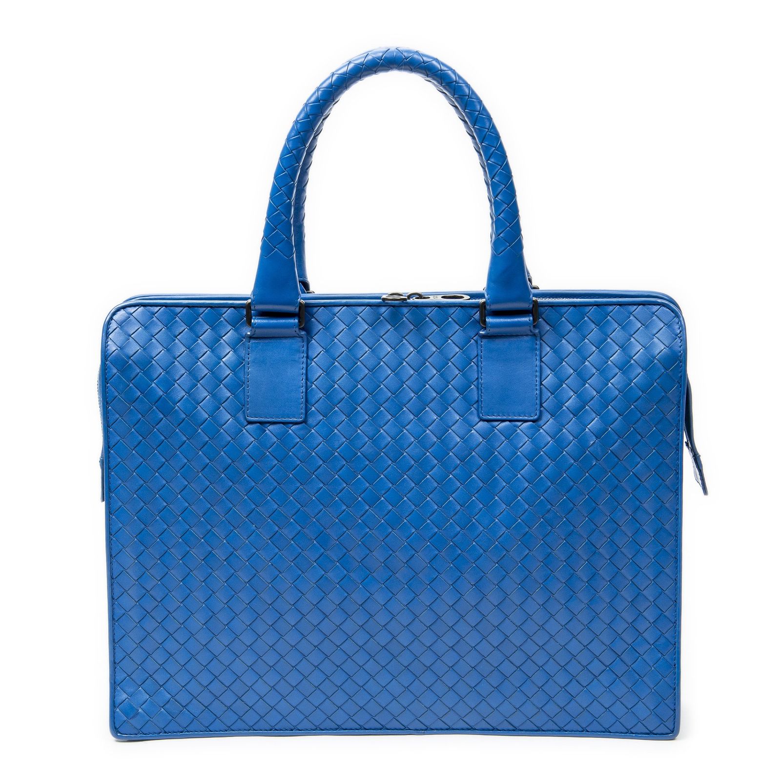[中古] BOTTEGA VENETA ボッテガヴェネタビジネスバッグ青イントレチャートレザーA