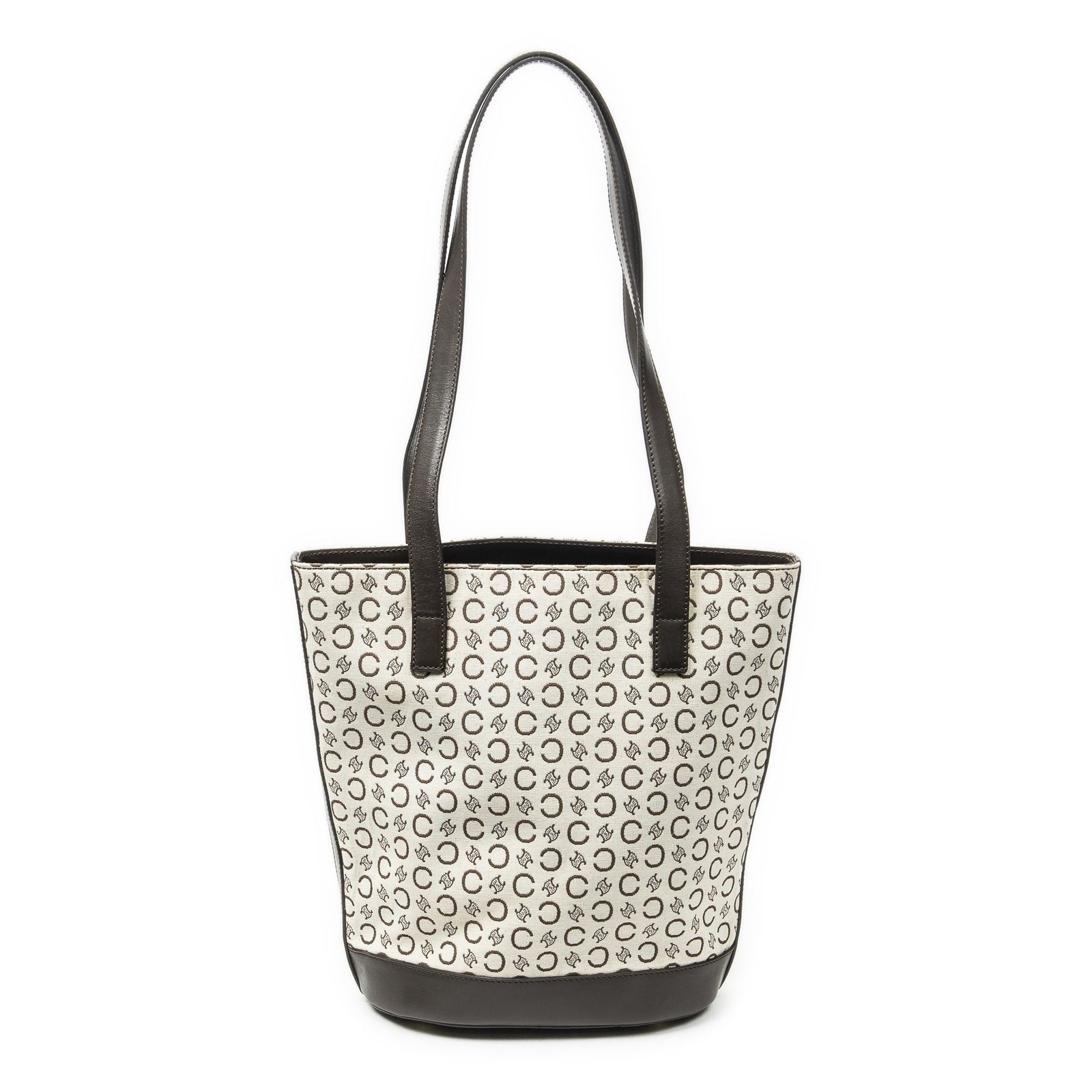 [中古] CELINE セリーヌヴィンテージ バケット トートベージュ/ダークブラウンC マカダムキャンバスA