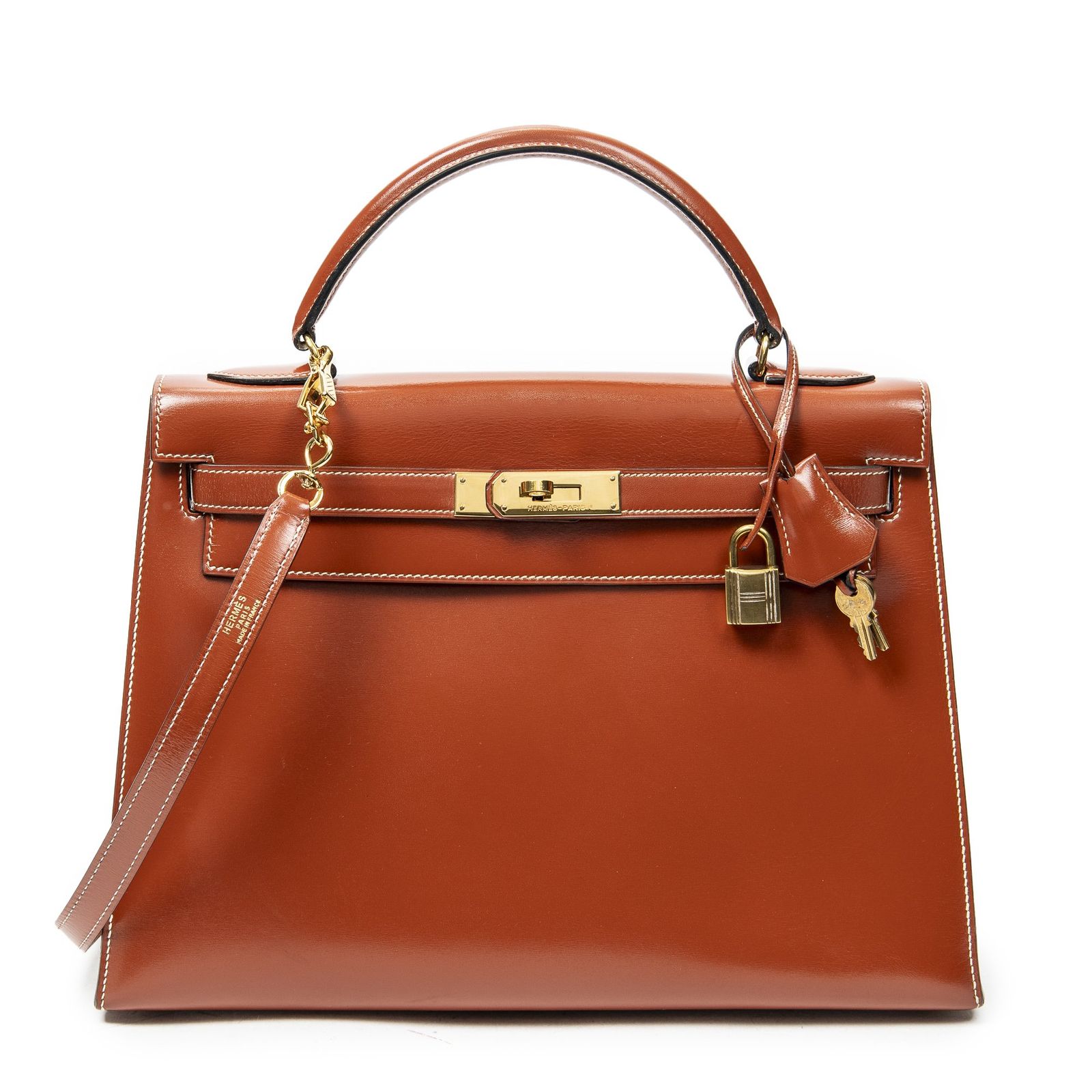 [中古] HERMES エルメスケリー 外縫いノワゼットボックスレザーA
