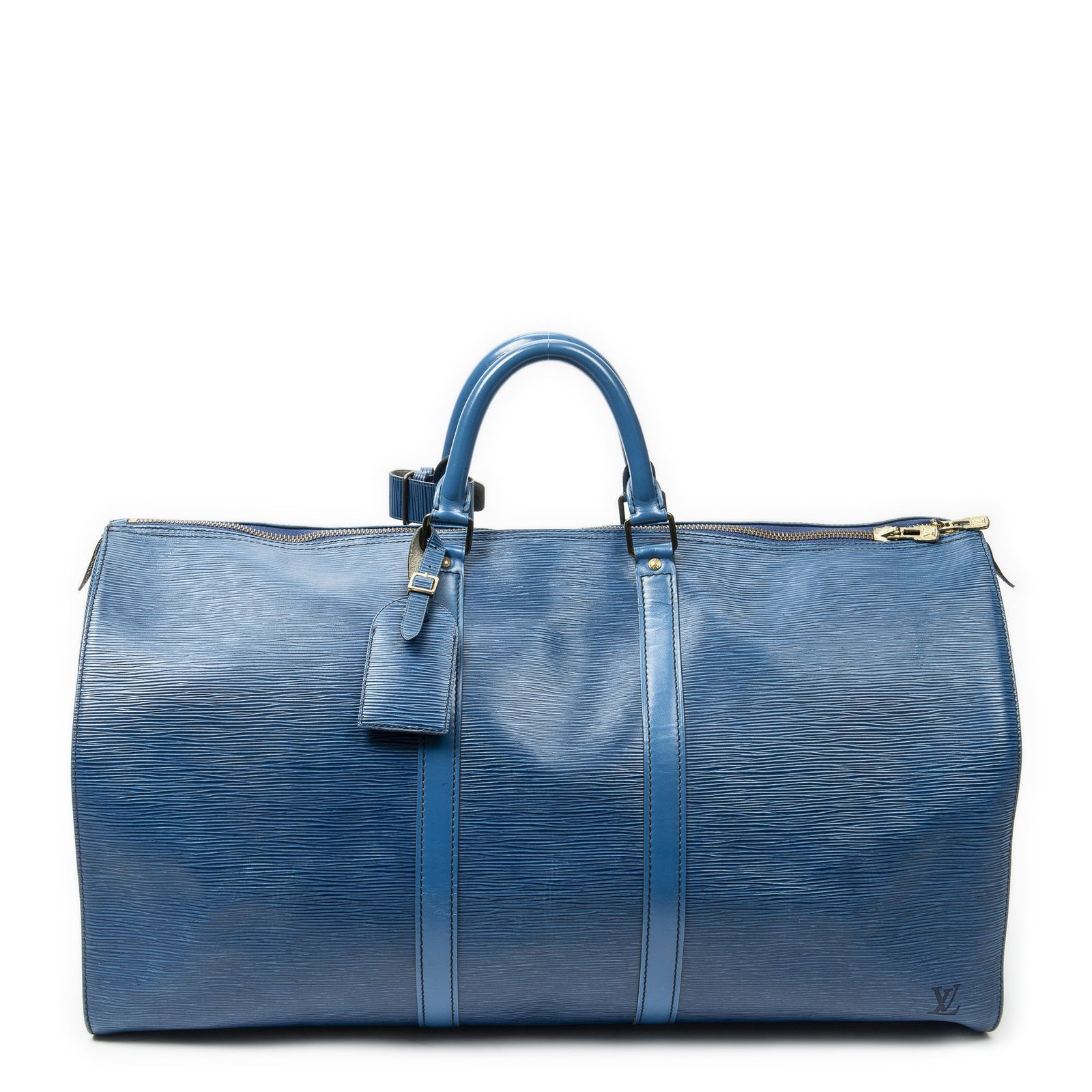 [中古] LOUIS VUITTON ルイヴィトンキーポル ブラックステッチ青エピAB