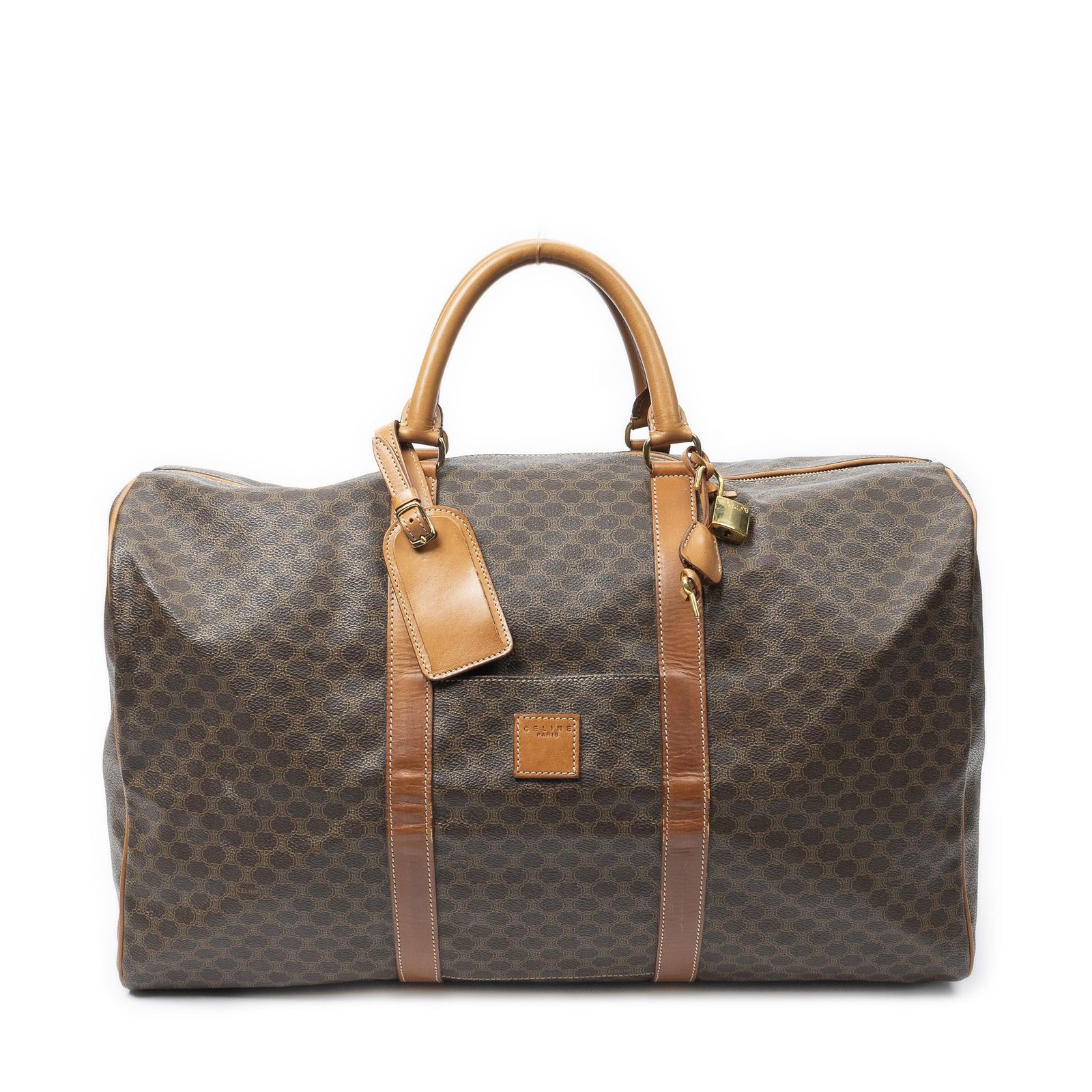 [中古] CELINE セリーヌヴィンテージ ラージ トラベル ボストン茶色マカダムPVCキャンバスA