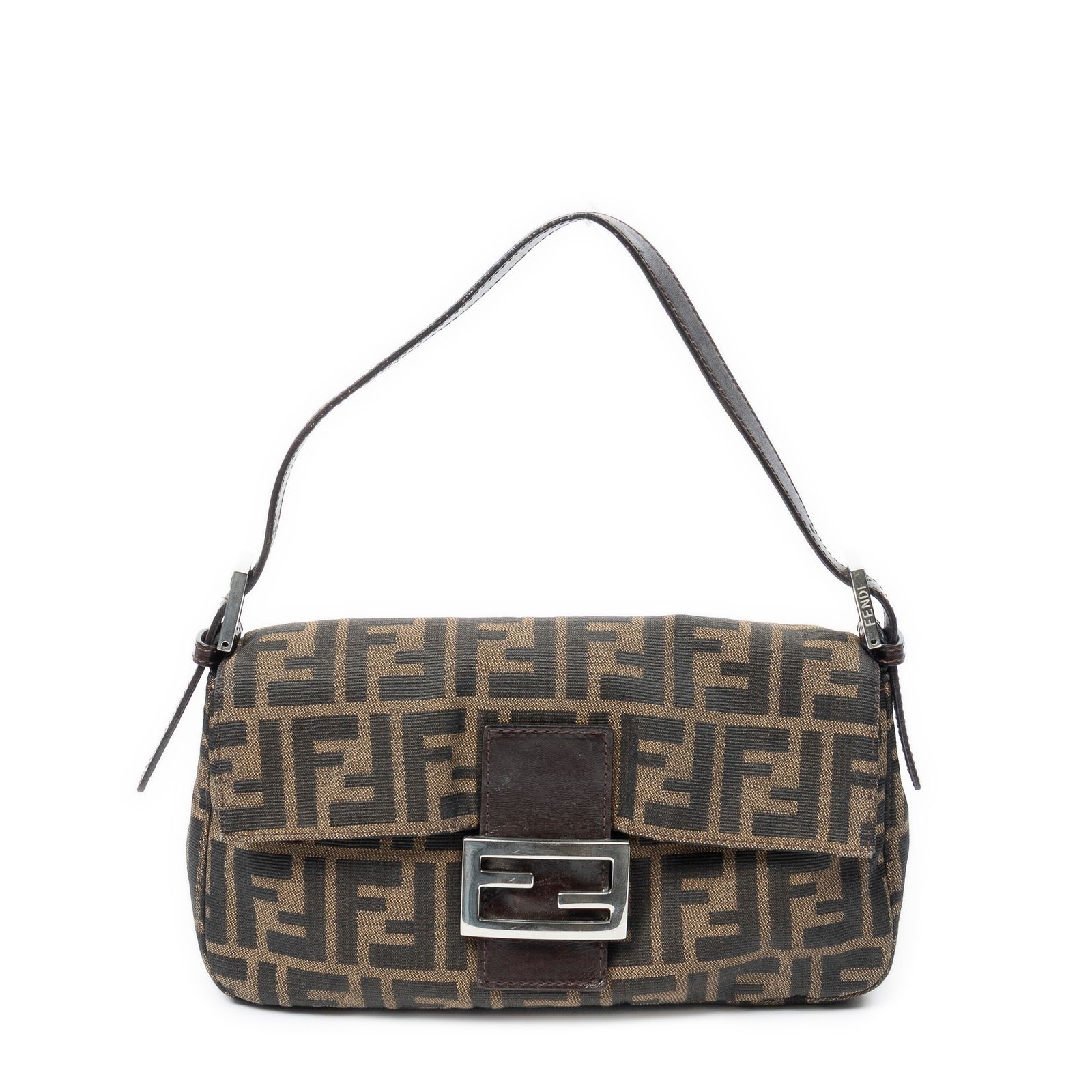 [中古] FENDI フェンディバゲットタン/ダークブラウンズッカキャンバスA