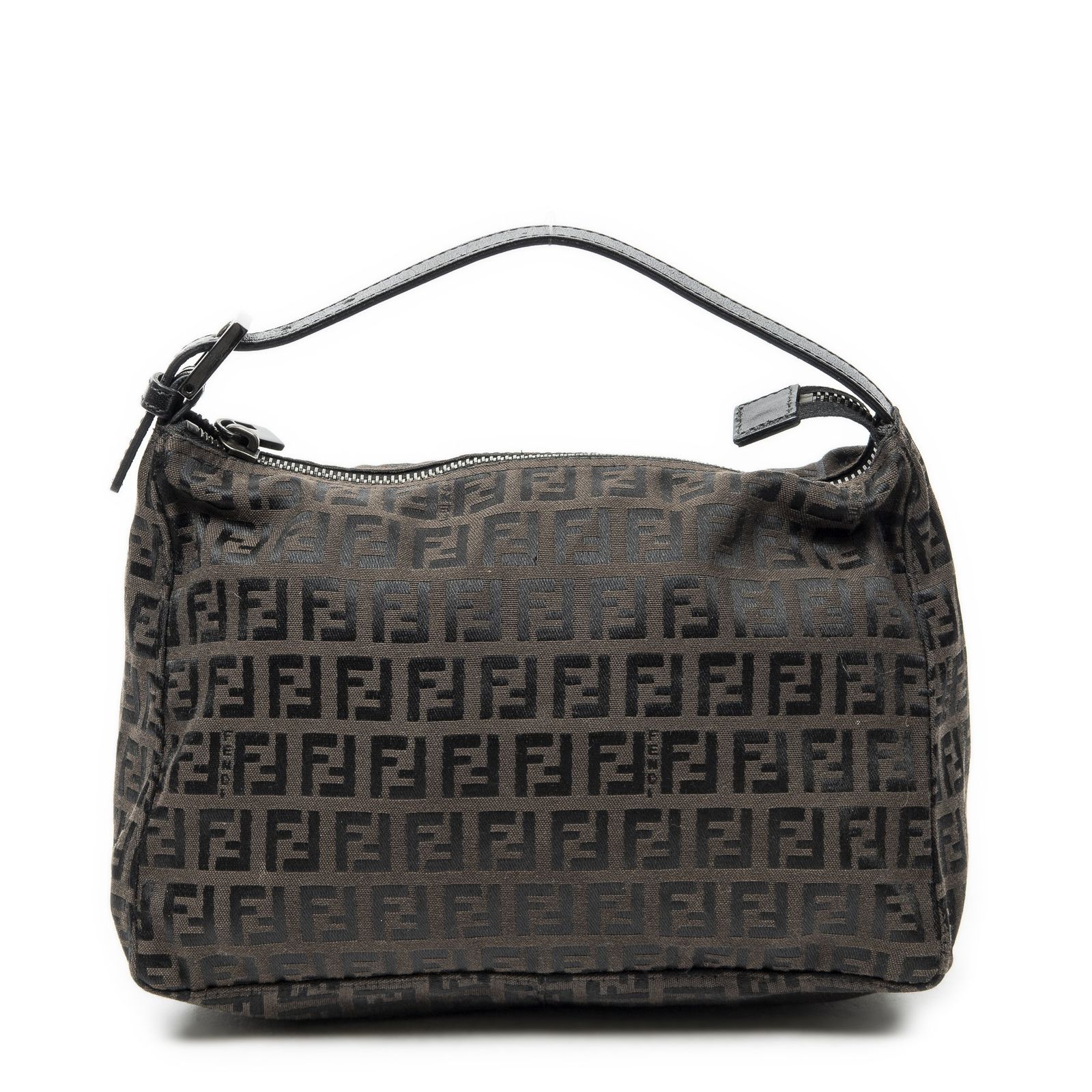 [中古] FENDI フェンディミニポシェットダークブラウン/ブラックズッキーノキャンバスA