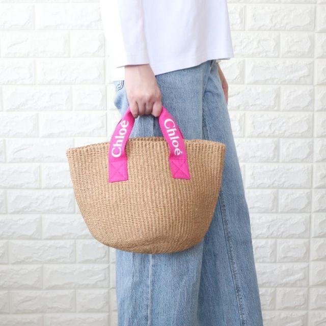 【並行輸入品】訳あり CHLOE クロエ かごバッグ キッズ ピンク Mifuko ロゴ バスケットバッグ 大人もOK レディース CHC24SB2004549L