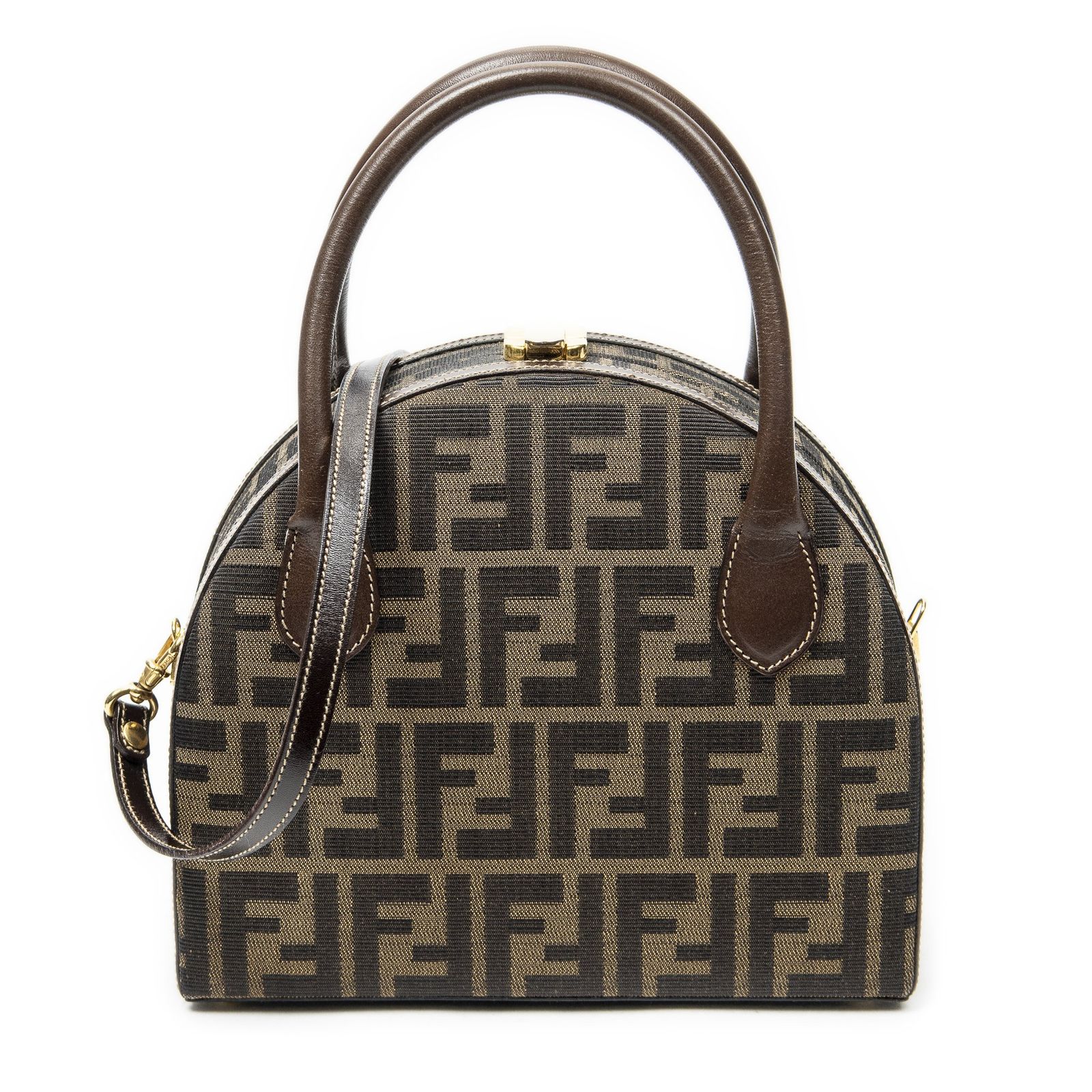 [中古] FENDI フェンディVintage Half Moon Vanity Bagブラウン/ブラックズッカキャンバスA