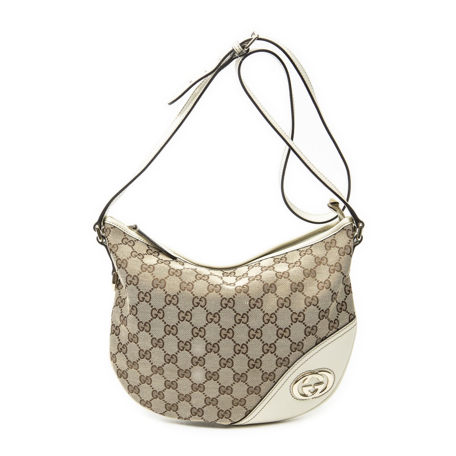 [中古] GUCCI グッチMedium New Britt Half Moon Crossbodyベージュ/アイボリーGGキャンバスA