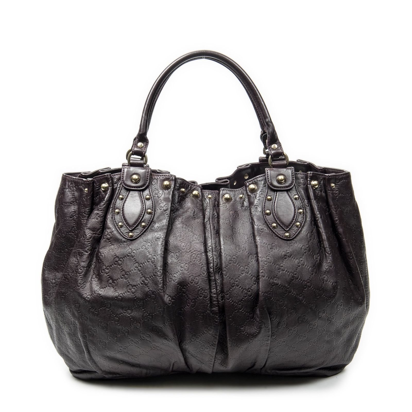 [中古] GUCCI グッチラージ Pelham スタッズ付き トートDark PurpleグッチッシマAB
