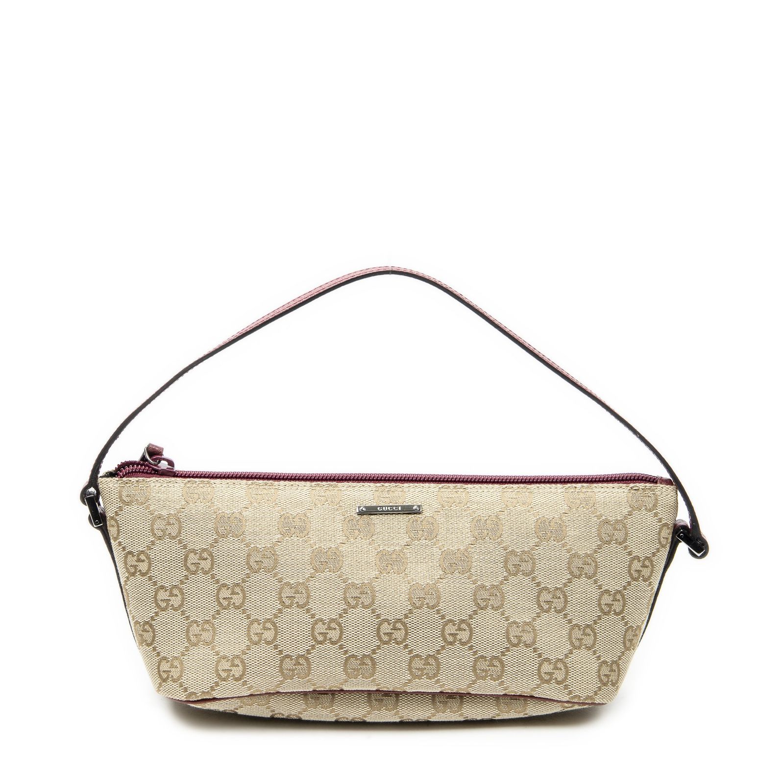 [中古] GUCCI グッチアクセサリーポーチベージュ、フューシャGGキャンバスA
