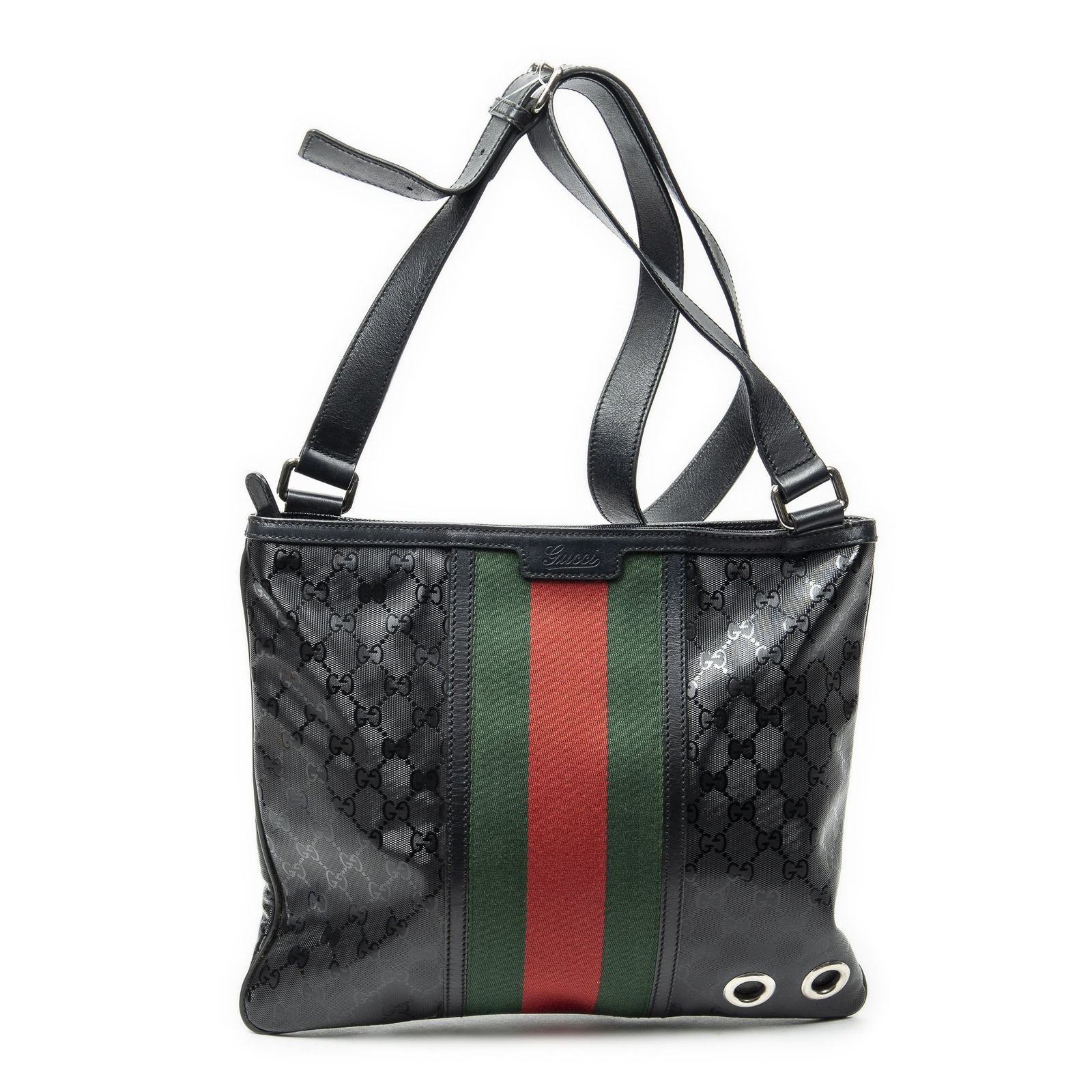 [中古] GUCCI グッチウェブメディアメッセンジャー黒グッチッシマ インプリントPVCキャンバスA