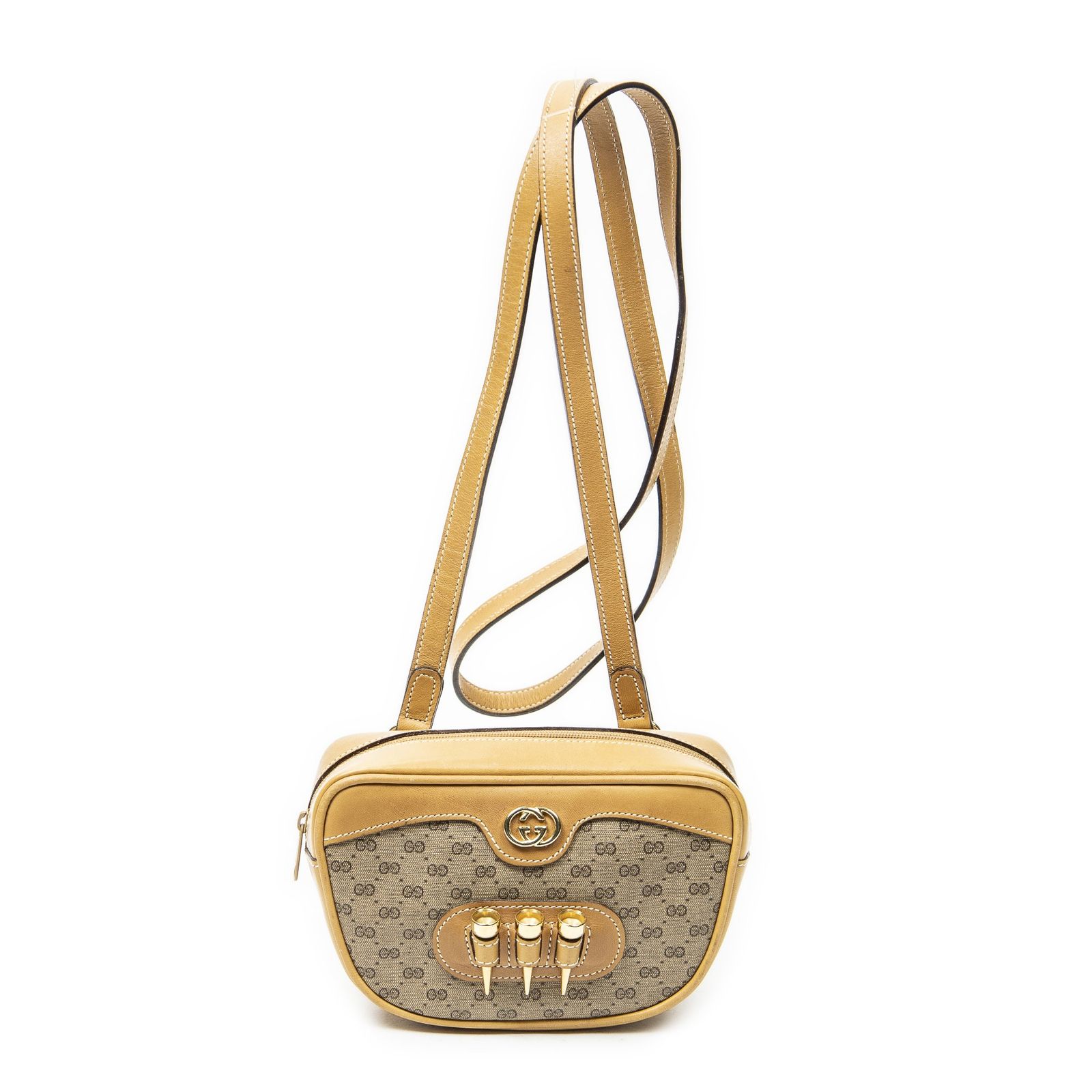 [中古] GUCCI グッチVintage Mini Golf Crossbodyタンマイクログッチッシマ PVCキャンバスAB